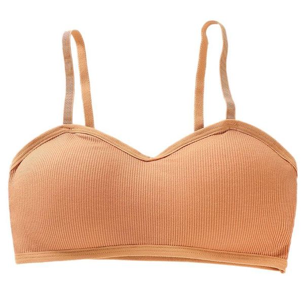 

bras japanese women girls ribbed knit sport bralette bright candy color basic underwear spaghetti strap sponge padded cotton crop top, Red;black