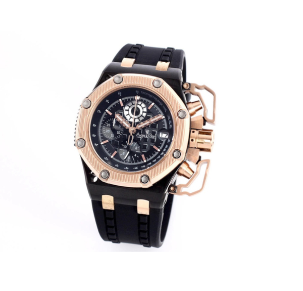 

wristwatches classic chronograph men sapphire rose gold black bezel survivor stainless steel royal satch 44mm limited watches, Slivery;brown
