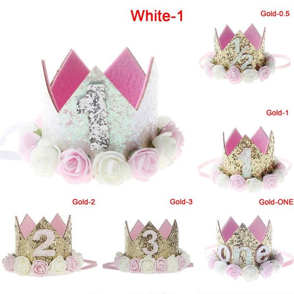 

digital type crown headband kids gifts baby birthday party headwear festival headband, Slivery;white