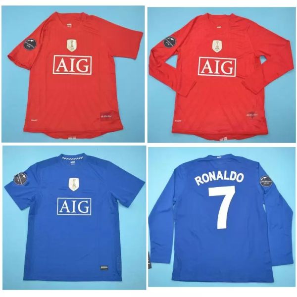 

08 09 ronaldo retro jerseys classic vintage scholes soccer jersey 2008 2009 rooney football shirt giggs maillot de foot football shirt men s, Black;yellow
