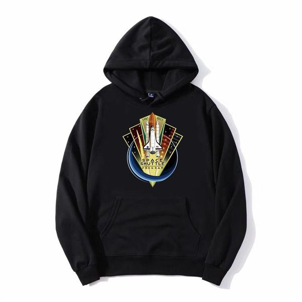 

men's hoodies & sweatshirts hoodie 60 th anniversary space shuttle program 1981 - 2011 history men hooded sweatshirt fleece streetwear, Black