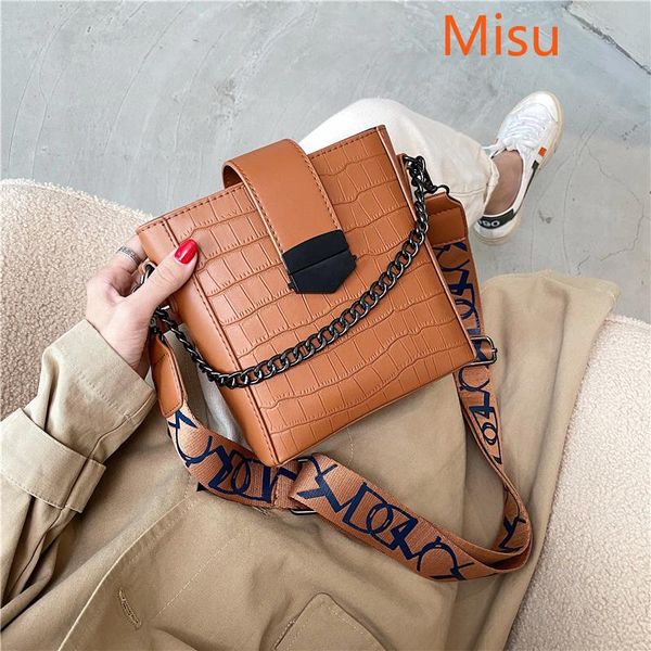 

shoulder bags 2021 vintage casual bucket for women bag alligator pattern quality pu leather messenger big tote style