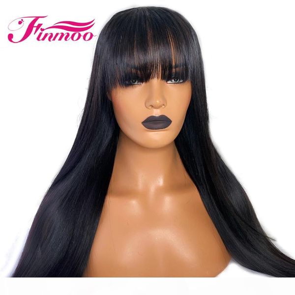 

13x6 lace front wig with bang for black women pre plucked brazilian remy lace front human hair wigs with bang 8-24 straight wig