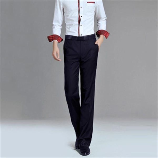 

for men's spring and summer 2021 new micro-flared trousers slim casual pants, Black