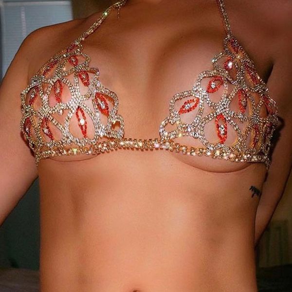 

body chain heart rhinestone heart bikini jewelry lingerie set luxury bling bra and thong crystal body harness, Silver