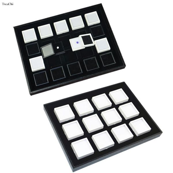 

jewelry pouches, bags diamond displaying trays gemstones carrying cases with lid plastic beads box white black color foam window showcases, Pink;blue