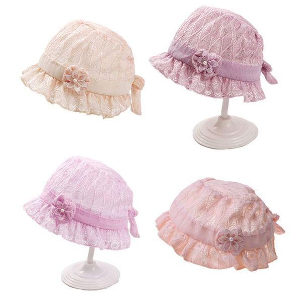 

caps & hats lace born baby hat cute cotton kids girl princess infant toddler bonnet summer sun h3cd, Yellow