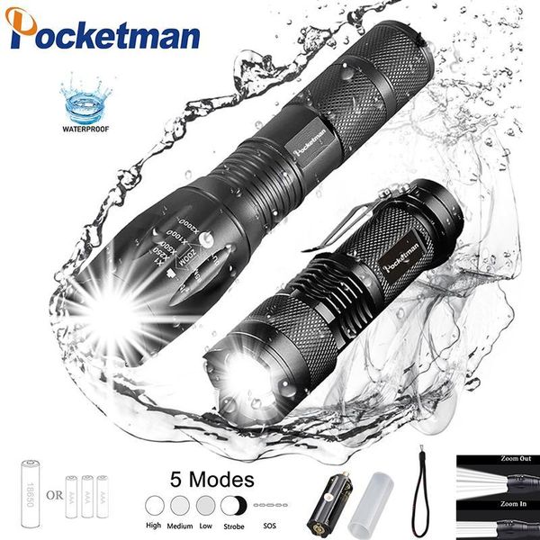 

flashlights torches 5 modes zoomable led q5 xml-t6 tactical flash light non-slip mini waterproof torch1