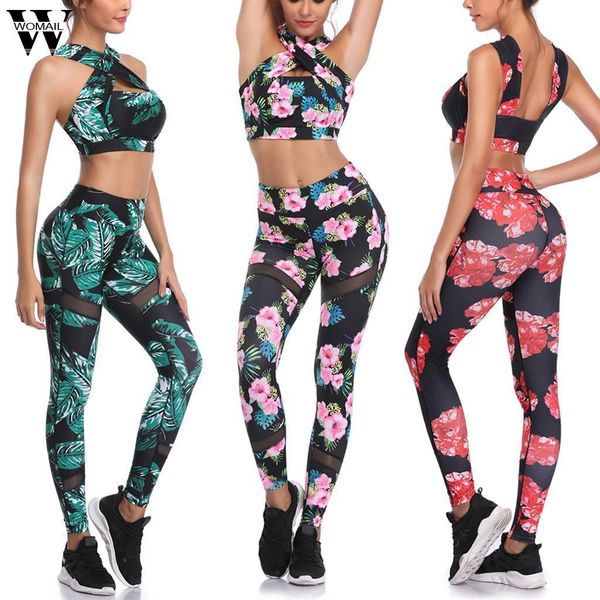 

womail tracksuit women fitness 2 piece set workout clothes for women bra + leggings set sport women running gym athletic clothe, Gray