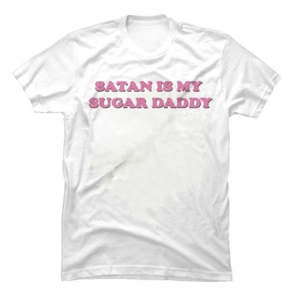 

hahayule summer fashion tee satan is my sugar daddy tumblr girls shirt aesthetic clothing sugar baby kawaii t shirt, White