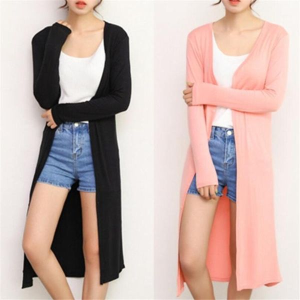

women's knits & tees summer autumn women modal long cardigan female cotton sweater cardigans sleeve casual coat ladies outerwear, White