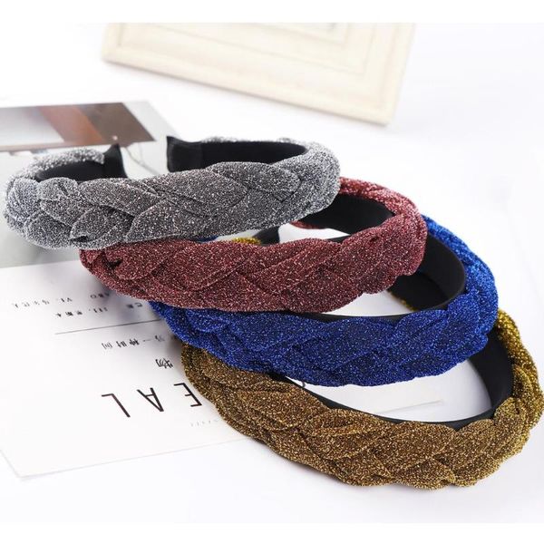 

hair accessories glitter shiny sequin cross turban hairband for women girls wide bow knot plastic hoop bezel bands ornament