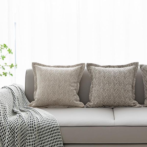 

cushion/decorative pillow herringbone jacquard cushion cover decorative case modern simple linen blend coussin sofa chair square bedding