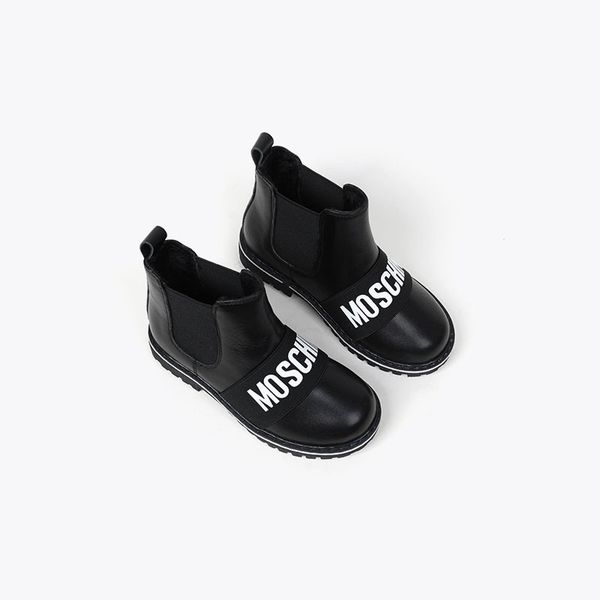 

snow boot for kid designer girl winter warm shoes black leather vamp 2021 children fashion matin boots shoe eu 26-35, Black;grey
