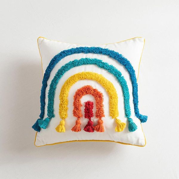 

pillow case rainbow series moroccan tufted embroidered cover hand-woven soft throw sofa cushion art home decor high quality