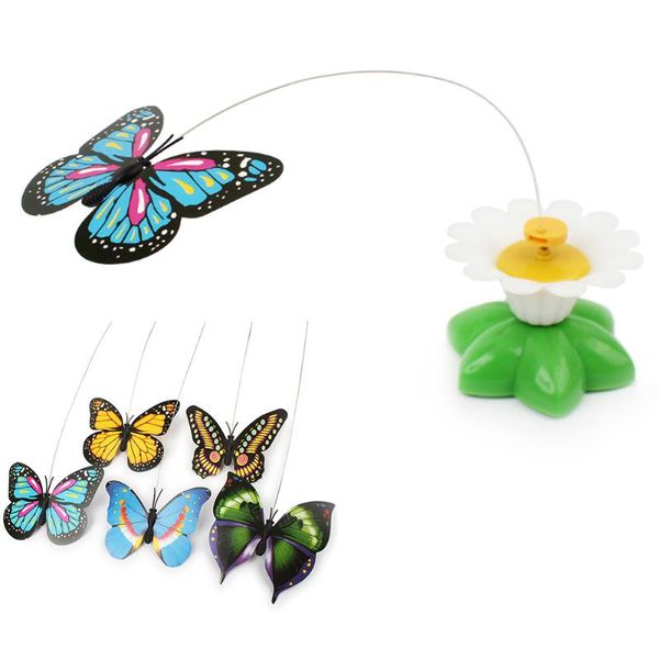 

cat toys year fun electric butterfly flying around the flower pet toy