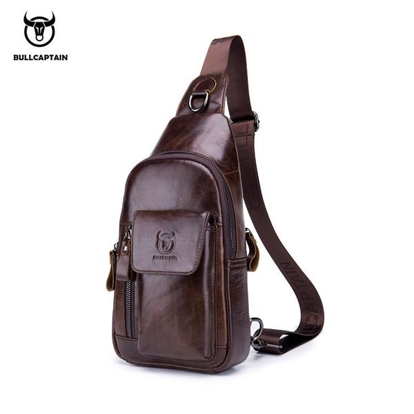 

waist bags bullcaptain 2021 genuine leather men messenger bag male shoulder casual crossbody fashion men's handbag chest
