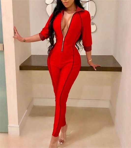 

women's jumpsuits & rompers fashionable casual pants street fashion europe and the united states spring summer zipper lapel pure, Black;white