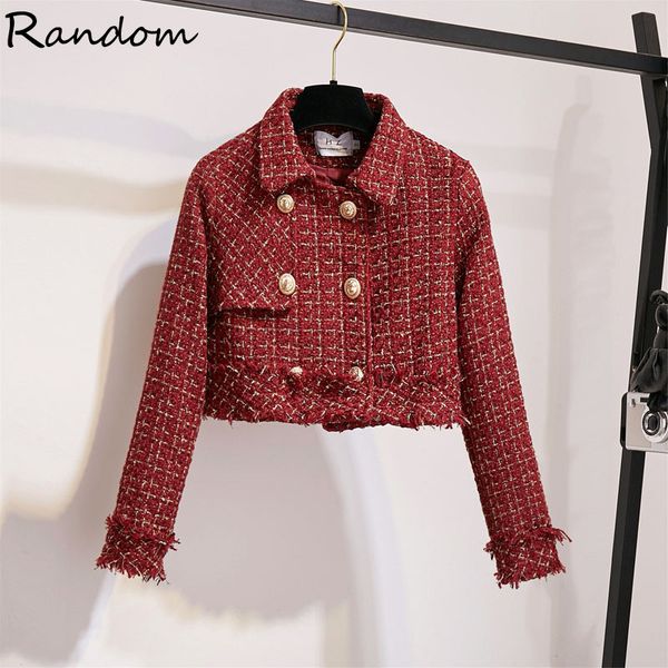 

Fall Elegant Winter Lady Tweed Double Breasted Jacket and Two Female Office Pieces Fashion Vintage Plaid Skirt Suit U9c5, Black;gray