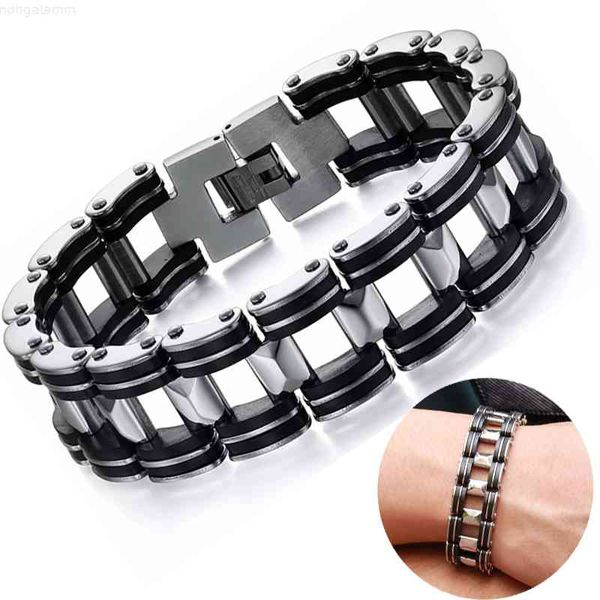 

stainless steel biker mens bracelet link motorcycle bike bicycle chain bracelets bangles jewelry anel, Red;brown