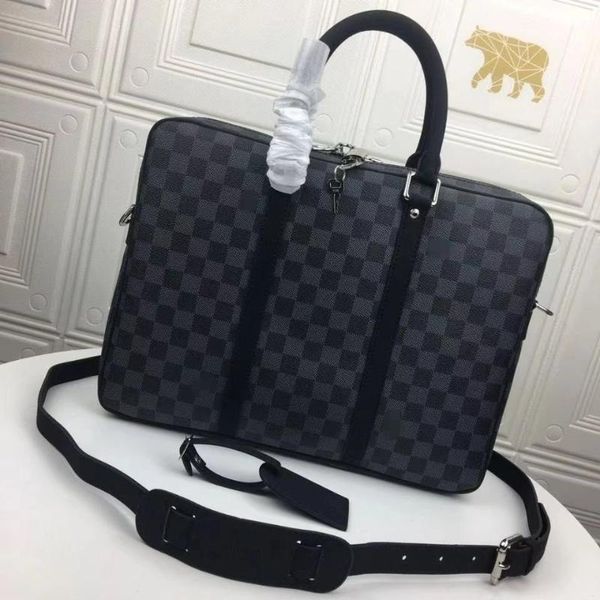 

high end quality men's black check briefcase casual computer bag messenger bag shoulder
