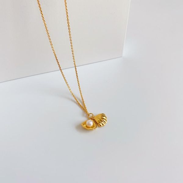 

chains 7rings 2021 autumn trendy style shell pearl gold necklace for women simple minimalist jewelry accessories female, Silver