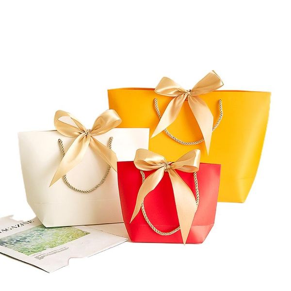 

20pcs/lot small wedding birthday party gift package simple paper gift bag kraft paper candy box with handle