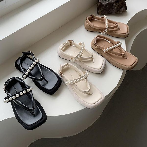 

sandals roman clear heels 2021 women's flip flops platform female shoe soft med gladiator corrective girls flat retro medium, Black