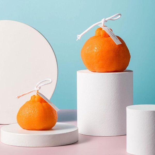 

1pcs soy wax candle cute orange scented candle wax smokeless oil wedding gifts home decoration