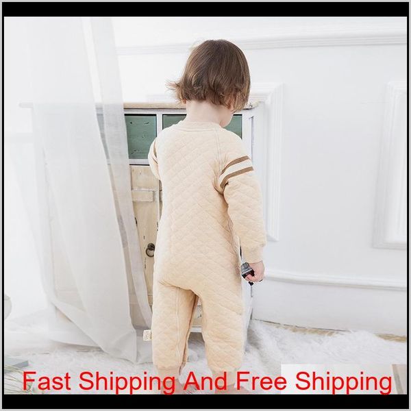 

2017 new arrival children's clothing baby rompers winter clip cotton warm long-sleeved climbing mal qylhmu abc2007, Blue