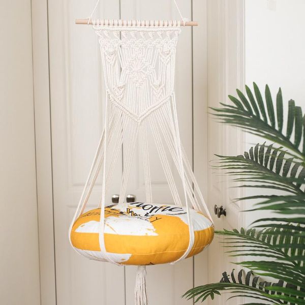 

cat beds & furniture pet mat swing hanging basket hand-woven bohemian cotton rope nest bed
