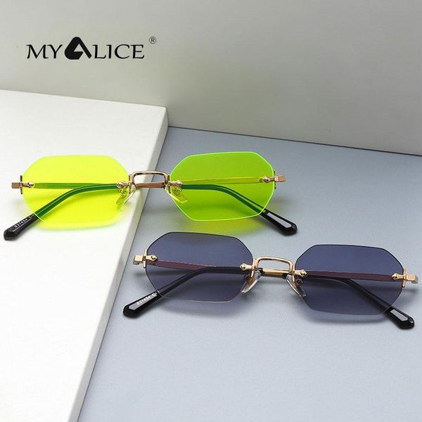 

sunglasses myalice retro personality women fashion rimless gradient sun glasses shades cutting lens ladies frameless eyeglasses, White;black
