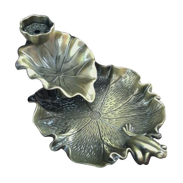 

fragrance lamps metal frog fish backflow incense burner buddhist lotus leaf waterfall cone censer home office yoga meditation decoration