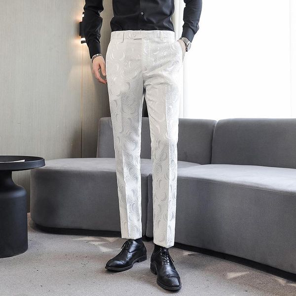

men's pants work clothes plus size slim-fit trousers fashion casual straight-leg youth business non-iron cropped, Black