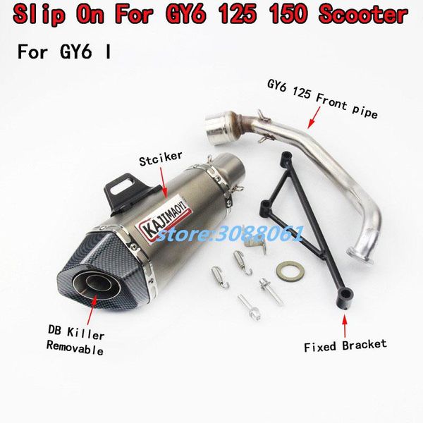 

motorcycle exhaust system 125cc 150cc modified scooter carbon fiber with sticker muffler motorbike full pipe for gy6125 gy6150