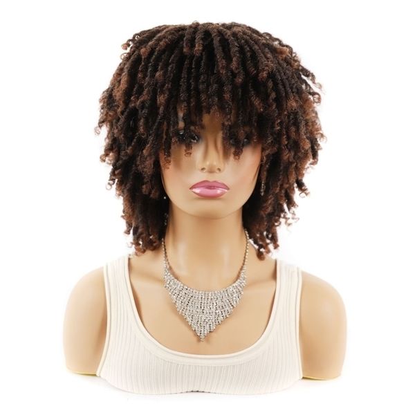 

wigs faux locks twist small curly dirty braids rock wig headgear, Black