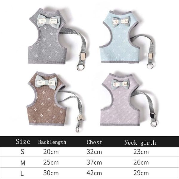 

dog collars & leashes anchor pattern small harness vest adjustable walking halter and leash set for dogs goods chest strap chihuahua