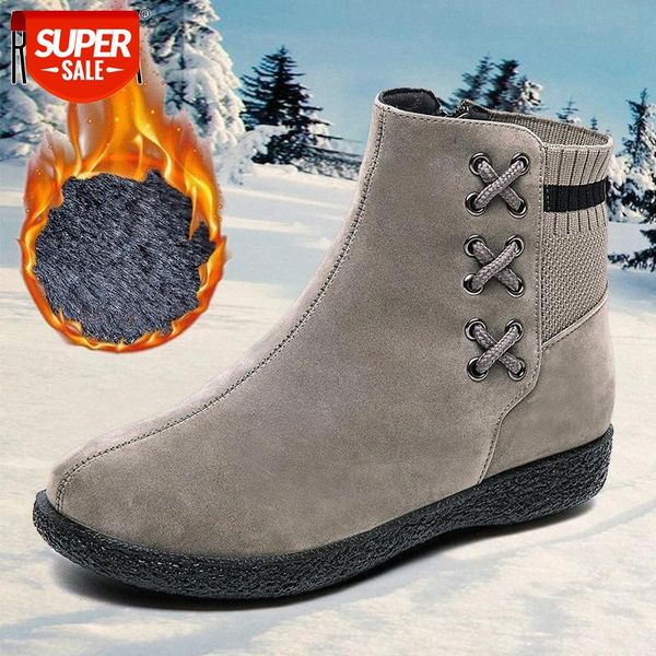 

roxdia snow winter women ankle boots new fashion woman shoes for ladies work warm shoe plus size 35-43 brand rxm649 #619c, Black