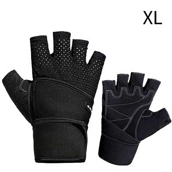 

sports gloves 1 pair weight lifting glove half finger mesh anti-skid gym training fitness h7jp, Black