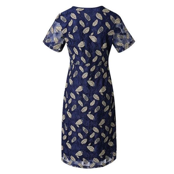 

new arrived fashion women's dress summer style light mature lace embroidery flower fat 210309, Black;gray