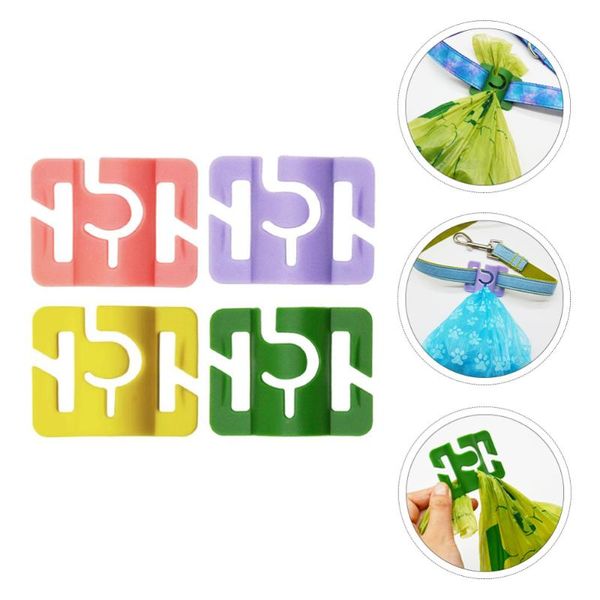 

storage bags 4pcs practical garbage bag clip leash poop walking dog waste