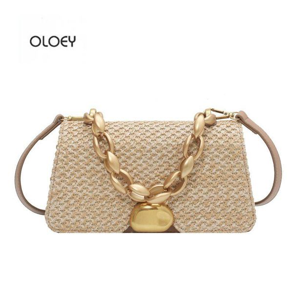 

evening bags oloey women's chain handbag shoulder bag messenger woven straw