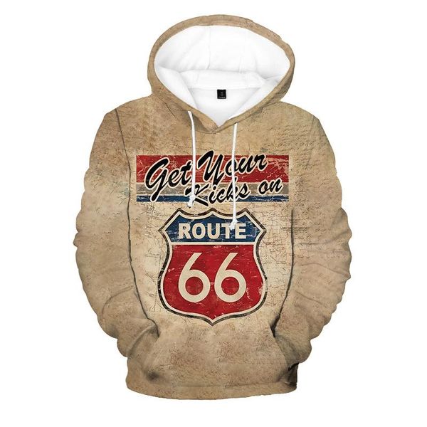 

men's hoodies & sweatshirts highway 66 route 3d printed hoodie vintage hooded 14 colors s-6xl oversized man casual daily clothes wy83, Black