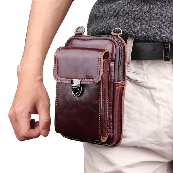 

pockets selling mage 6.3-inch cow waist bag double layer diagonal 008 style