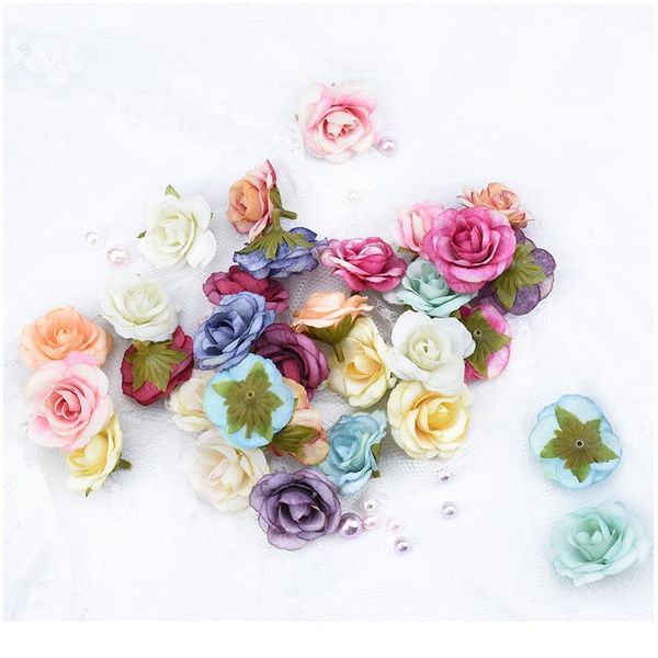 

10pcs 4cm multicolor roses flower wall artificial plants decorative flowers wreaths diy gifts box scrapbook wedding ho qylqgw