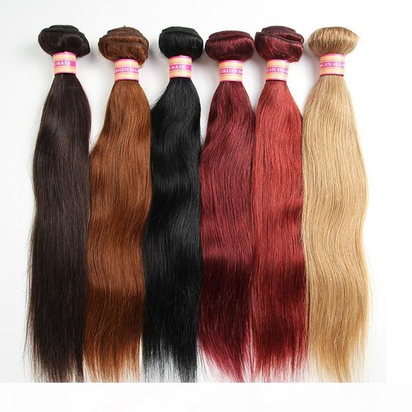 

brazilian virgin human hair weave bundles brazilian straight hair weaves human hair extensions 100g color #1 #2 #4 #30 #99j #33 #27, Black