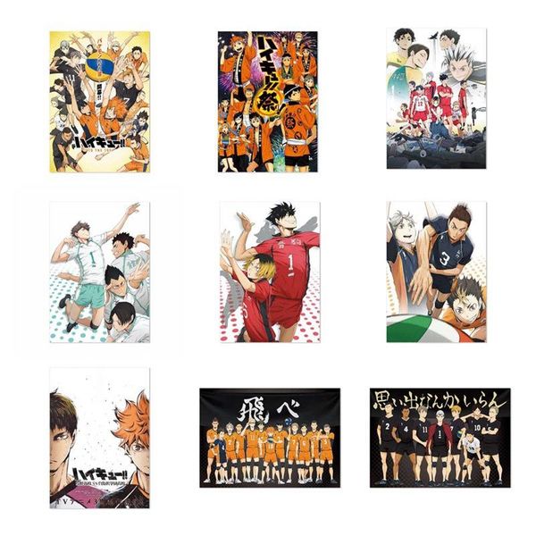 

paintings japanese cartoon haikyuu poster volleyball boy art painting kraft paper prints wall sticker for room decoration 29*42cm