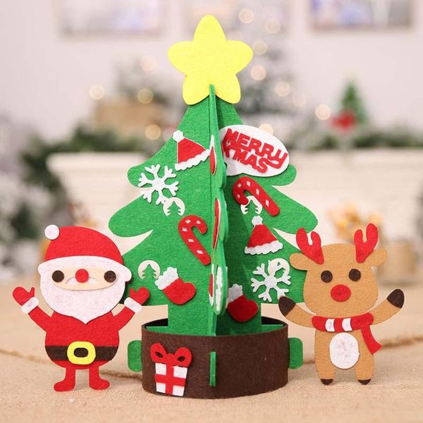 

christmas decorations children diy creative 3d xmas tree stereo felt with door year wall hanging decoration