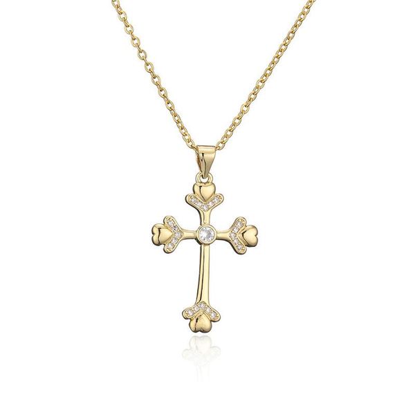 

pendant necklaces 2021 fashion vintage design cross necklace gold plating charm fine chain christian jewelry gift for male female, Silver
