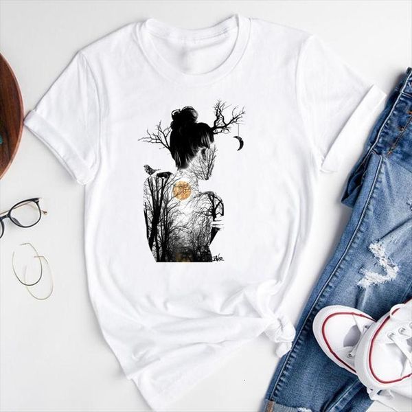 

graphic cartoon art painting funny womens t shirts 90s clothing short sleeve summer fashion print female clothes tees shirt, White